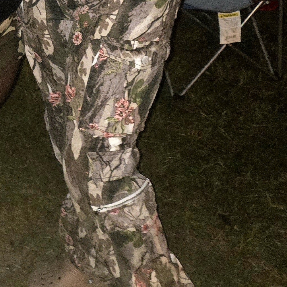Fashion Nova Camouflage Pants with Floral Details